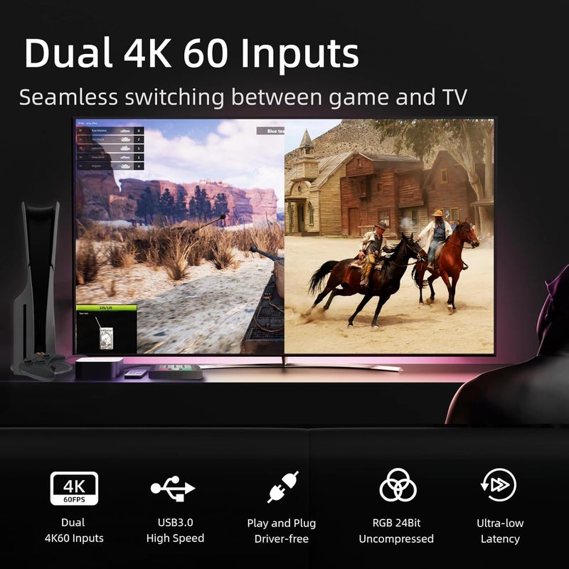 osee GoStream M2 Capture Card, Dual 4K HDMI Input Capture Card for Streaming, USB 3.0 Audio Video Capture Card Record in 1080P 60FPS Low Latency, Compatible with PS5/PS4/Xbox/Switch in OBS, YouTube - Image 2